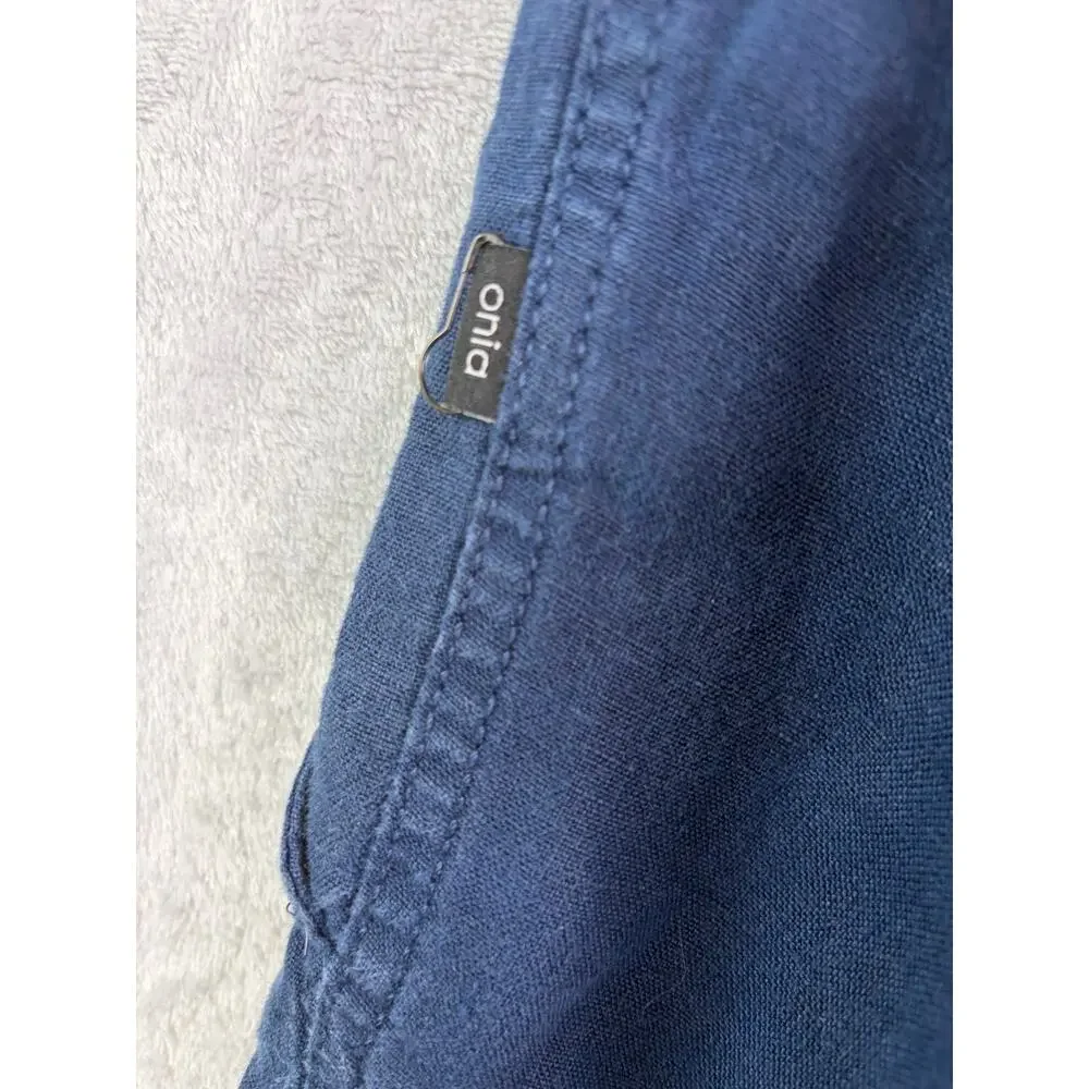 Onia Air Men's Linen Deep Navy Pull-On Drawstring Cargo Shorts  - Size L